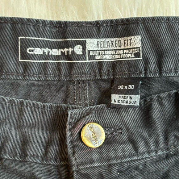 Carhartt relaxed fit distressed men’s carpenter style black pants size 32x30 - Picture 5 of 6